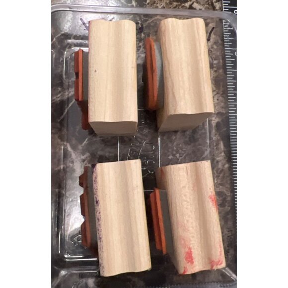 Stampin Up! 2003 Wood mounted Rubber Stamp set of 4 Let's Party - Picture 7 of 9